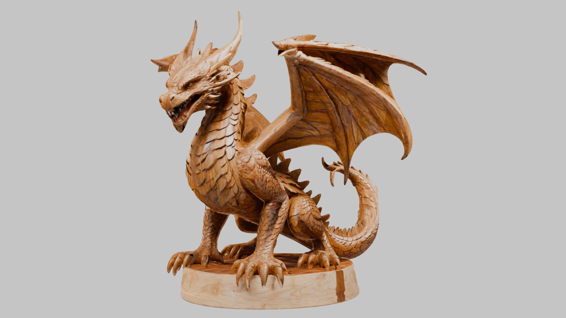 Ancient Wooden Dragon Sculpture 3D Model Low-poly 3D model_10