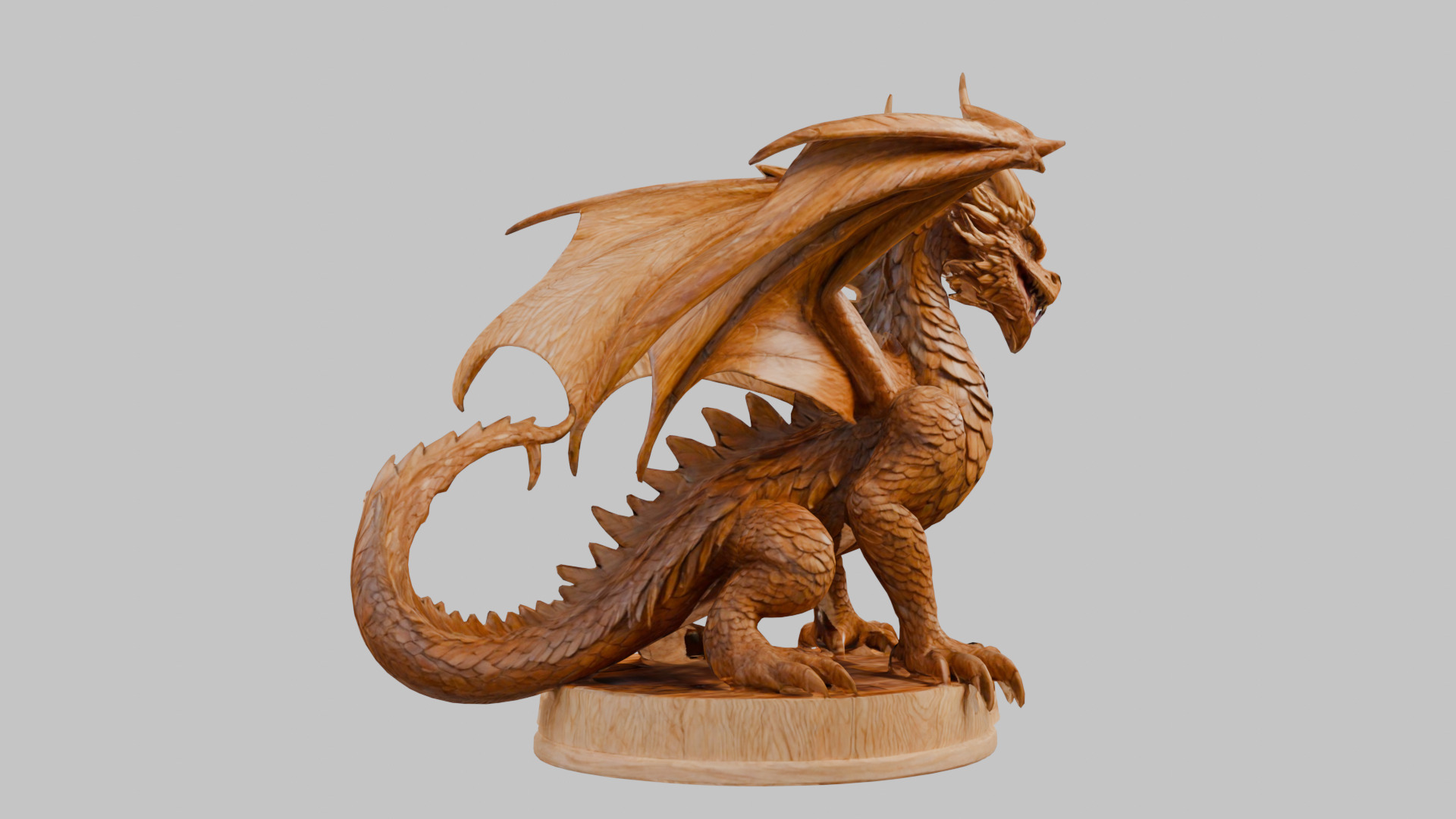 Ancient Wooden Dragon Sculpture 3D Model Low-poly 3D model_2