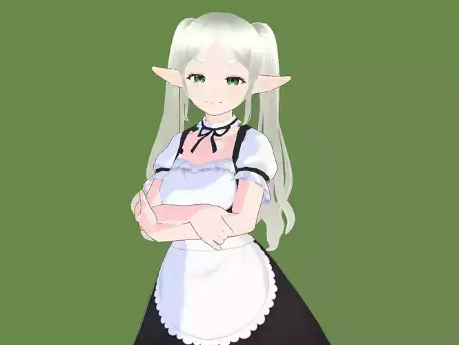 vtuber 3d anime character Frieren From anime Sousou no Frieren Low-poly 3D model