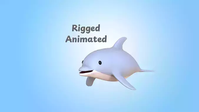Low Poly - Cartoon Dolphin Rigged
