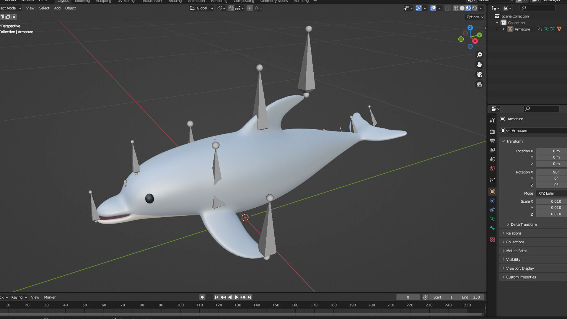Low Poly - Cartoon Dolphin Rigged Low-poly 3D model_3