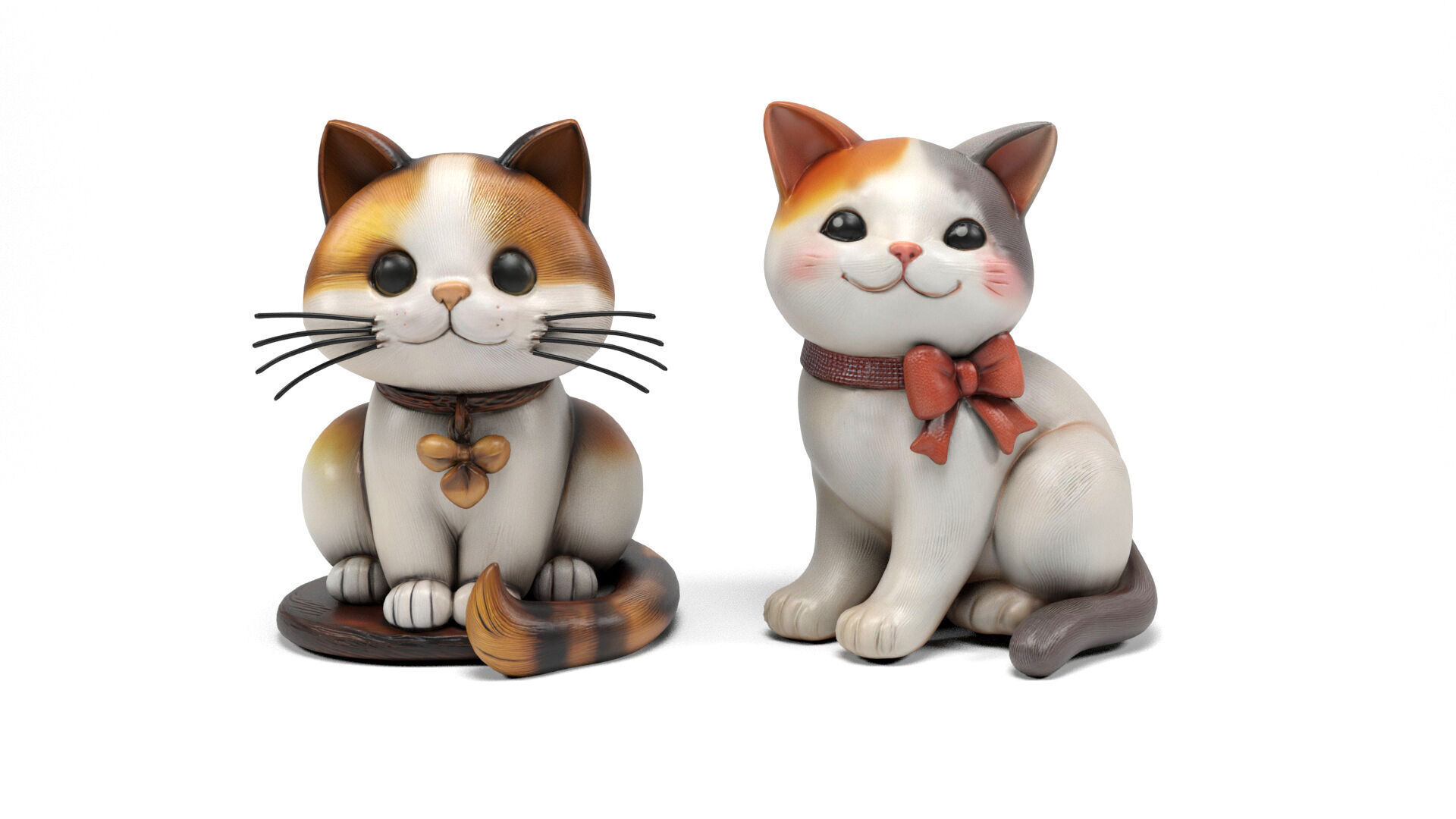 Decorative cat figures Low-poly 3D model_3
