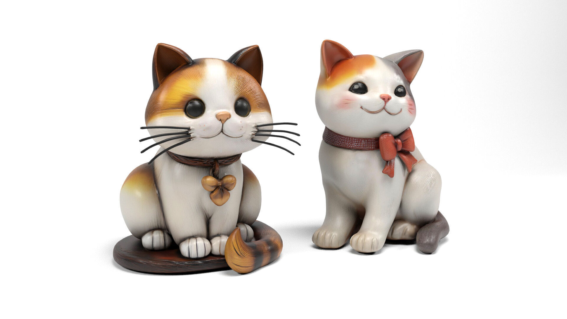 Decorative cat figures Low-poly 3D model_1