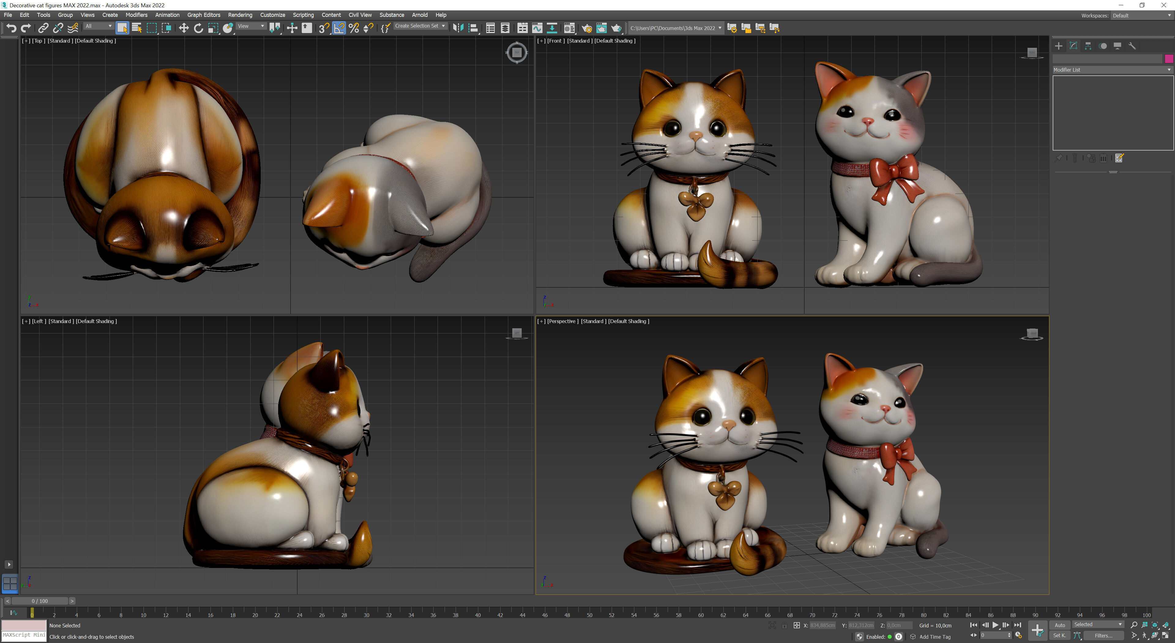 Decorative cat figures Low-poly 3D model_8