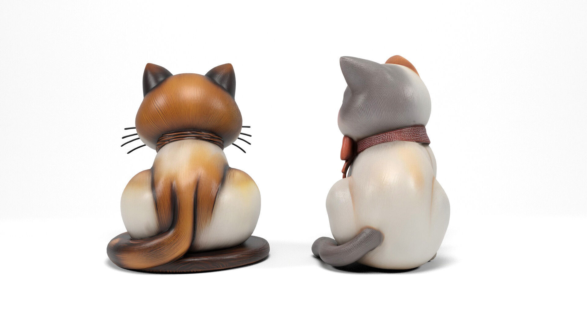 Decorative cat figures Low-poly 3D model_7