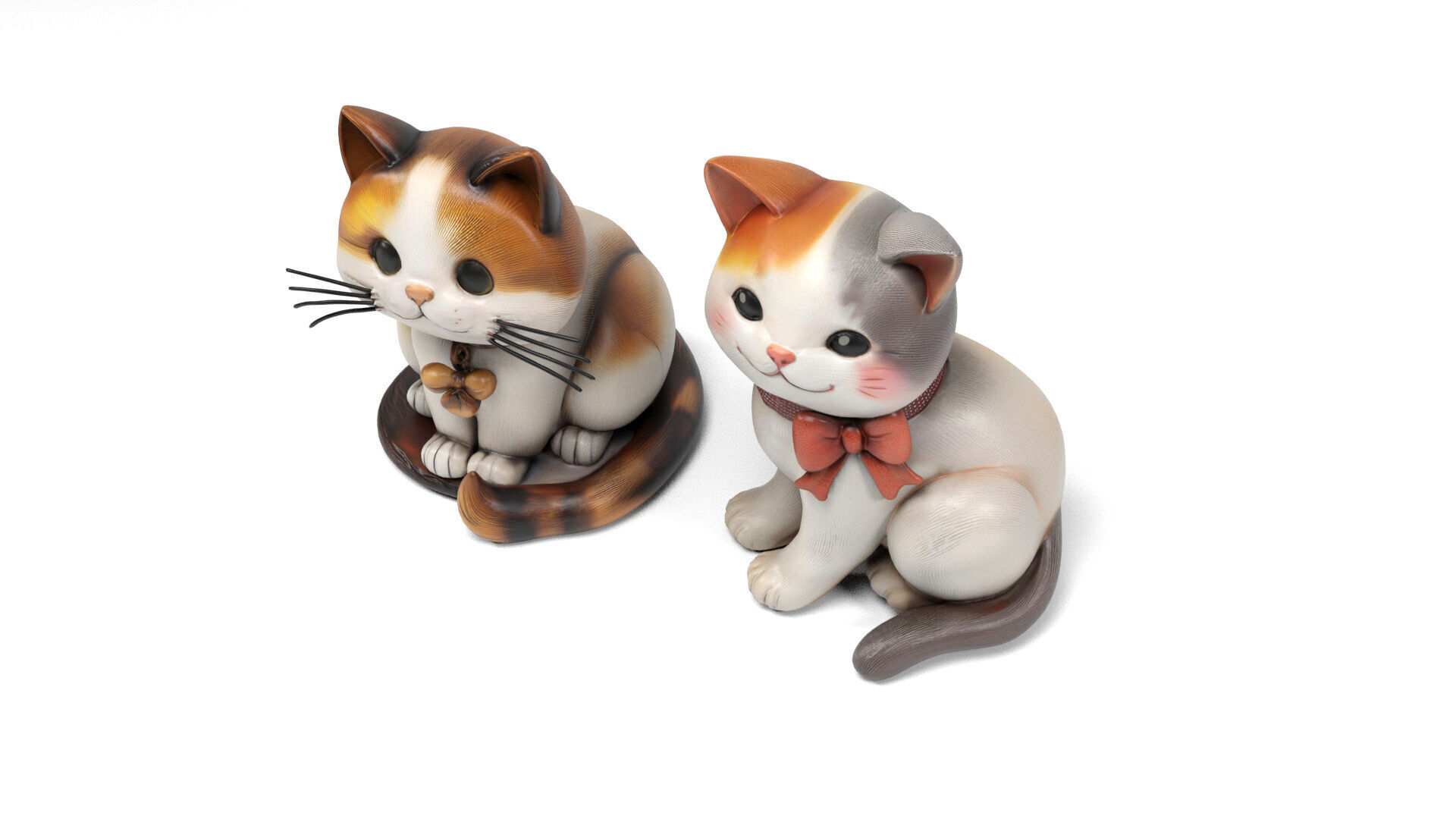 Decorative cat figures Low-poly 3D model_4