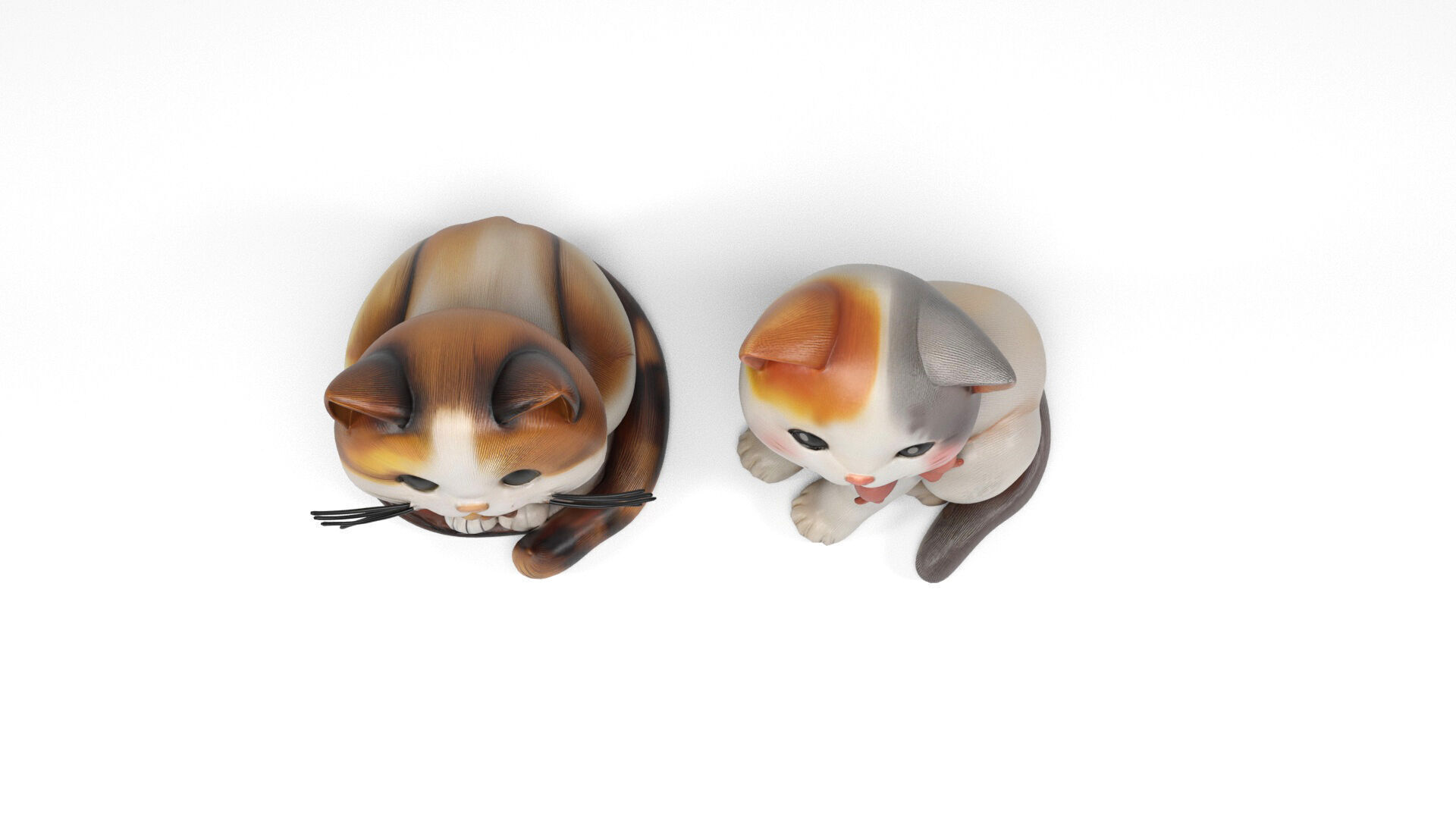 Decorative cat figures Low-poly 3D model_6