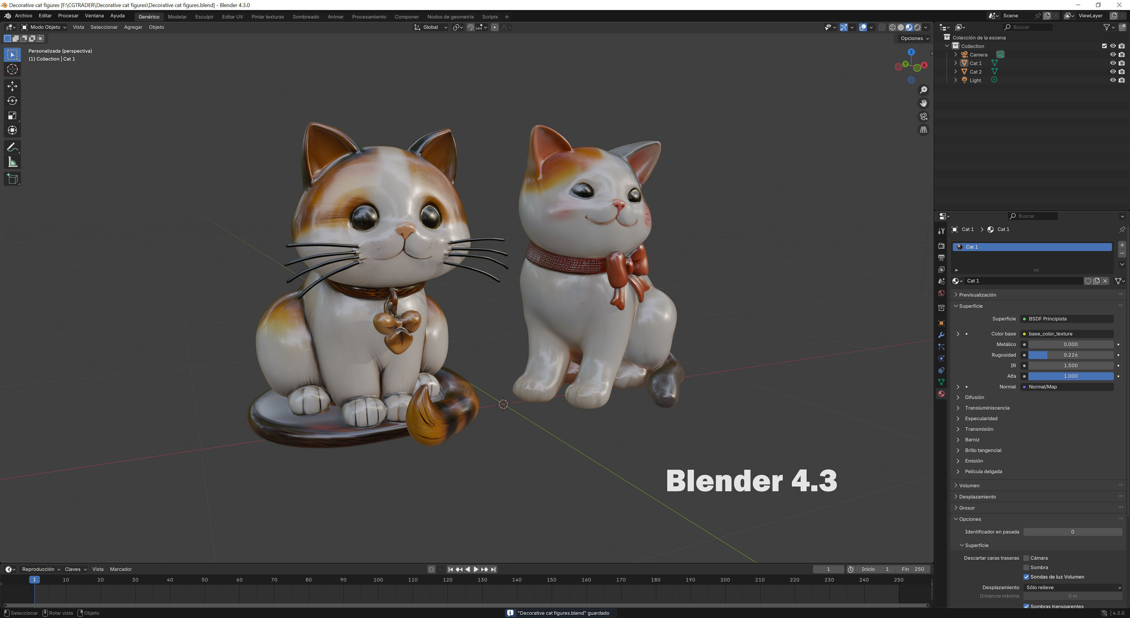 Decorative cat figures Low-poly 3D model_11