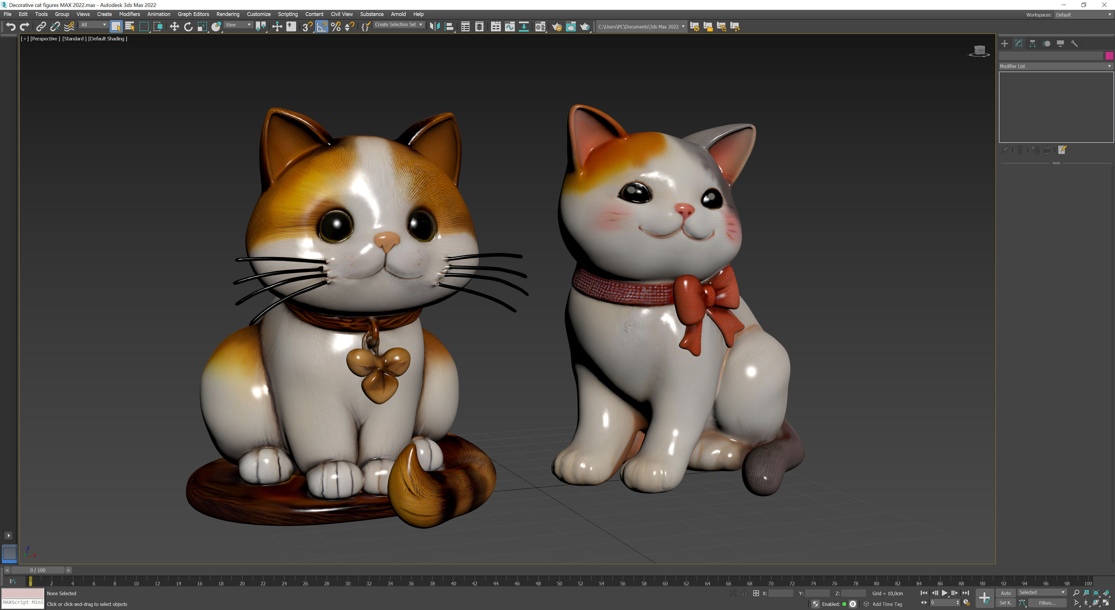 Decorative cat figures Low-poly 3D model_9