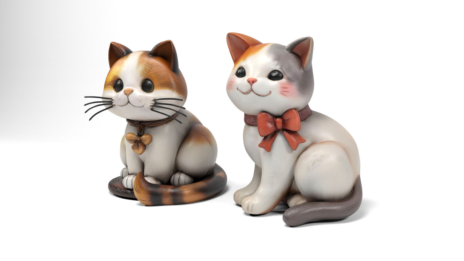 Decorative cat figures Low-poly 3D model_2