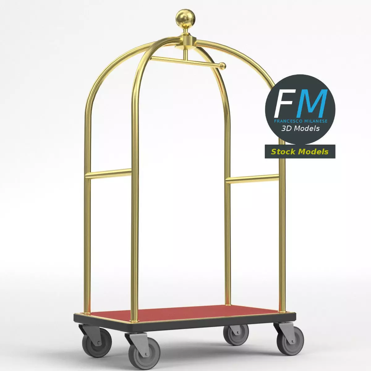 Hotel luggage cart 1 3D model_0