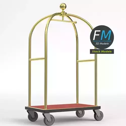 Hotel luggage cart 1 3D model
