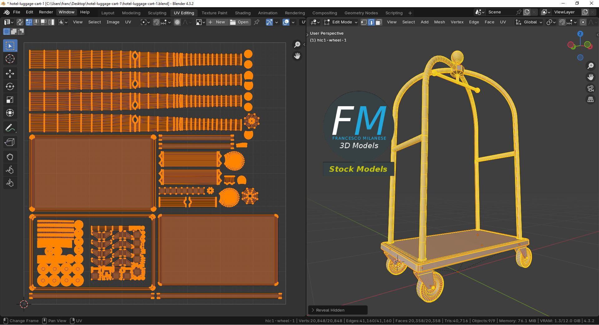 Hotel luggage cart 1 3D model_10