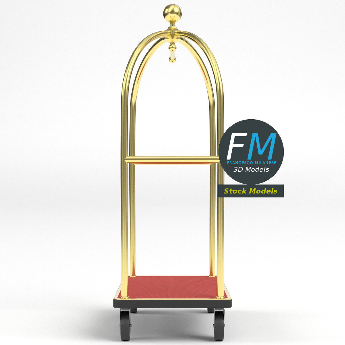 Hotel luggage cart 1 3D model_4