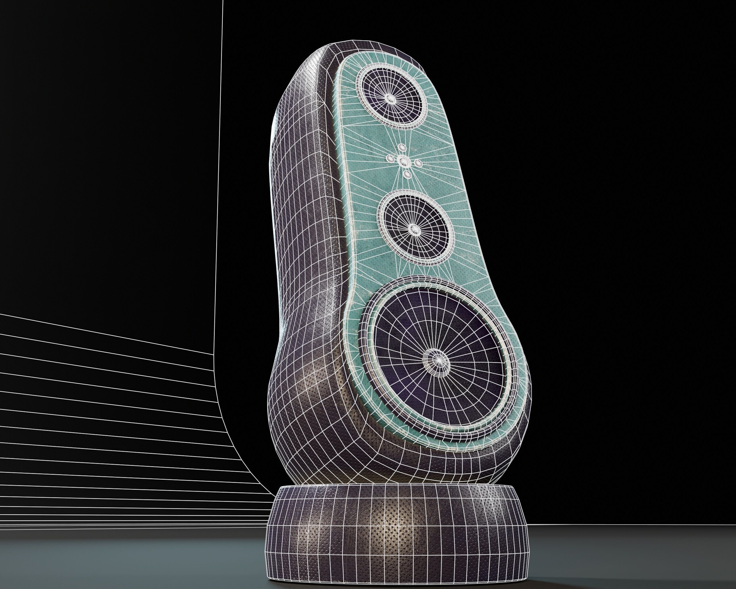 Sci-Fi Nova Sub Speaker Low-poly 3D model_5