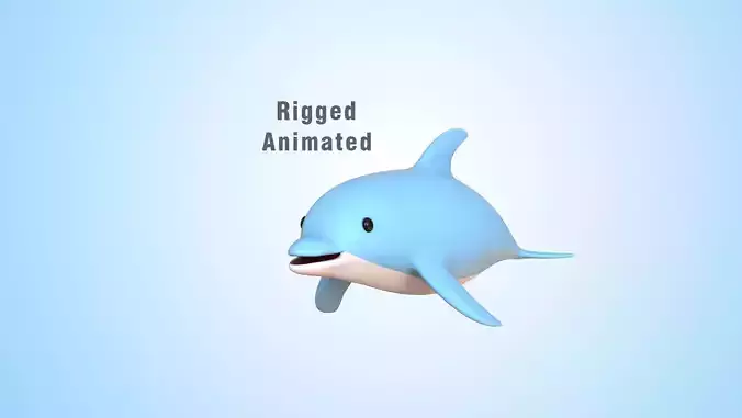 Low Poly - Cartoon Dolphin 1 Rigged