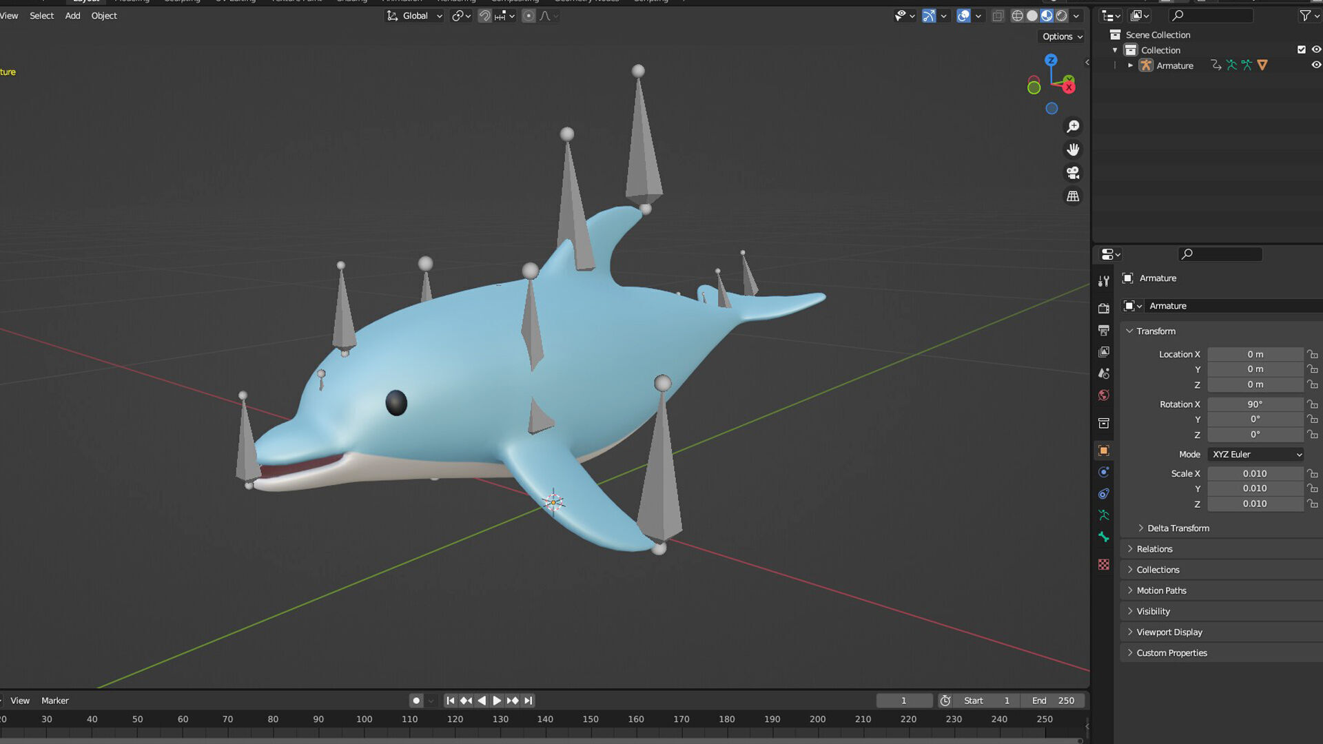 Low Poly - Cartoon Dolphin 1 Rigged Low-poly 3D model_3