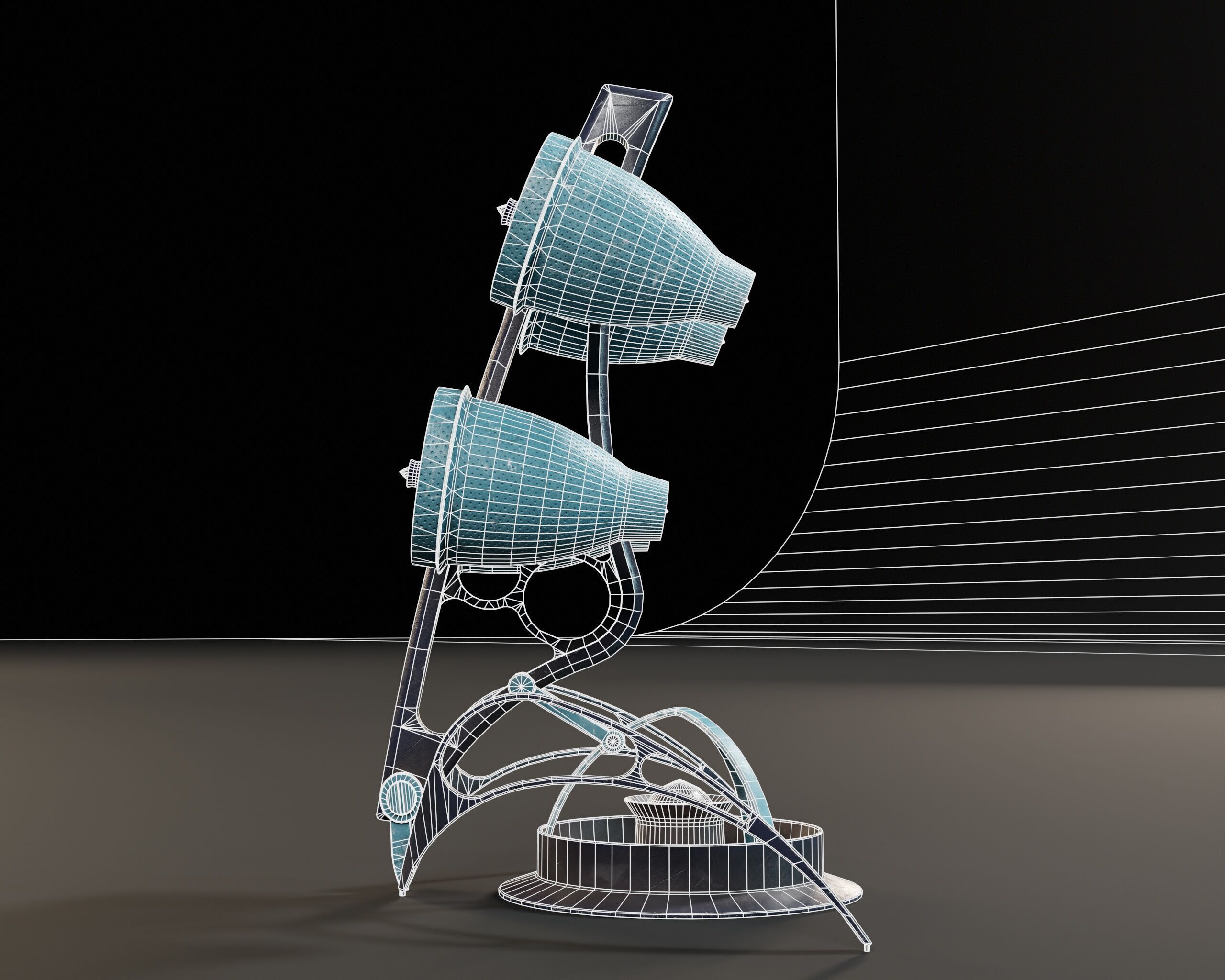 Sci-Fi Nova Wireless Speaker Low-poly 3D model_13