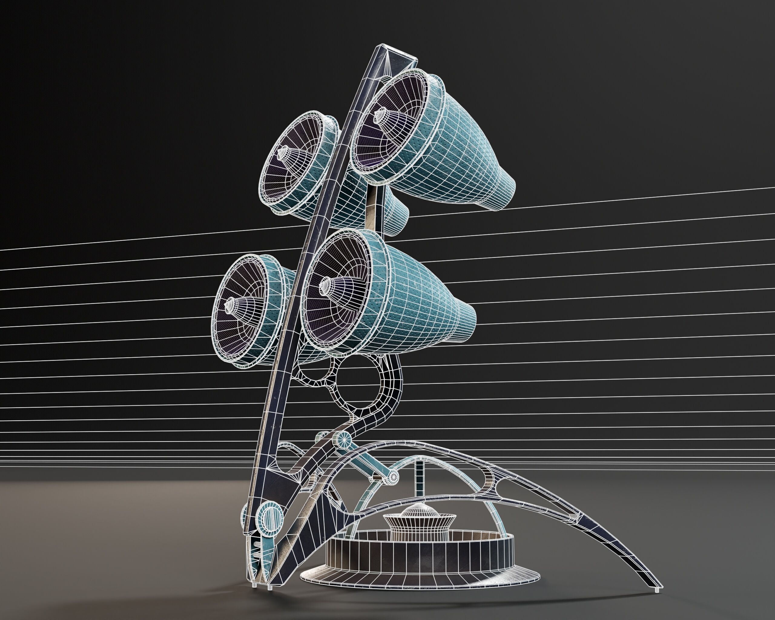 Sci-Fi Nova Wireless Speaker Low-poly 3D model_11