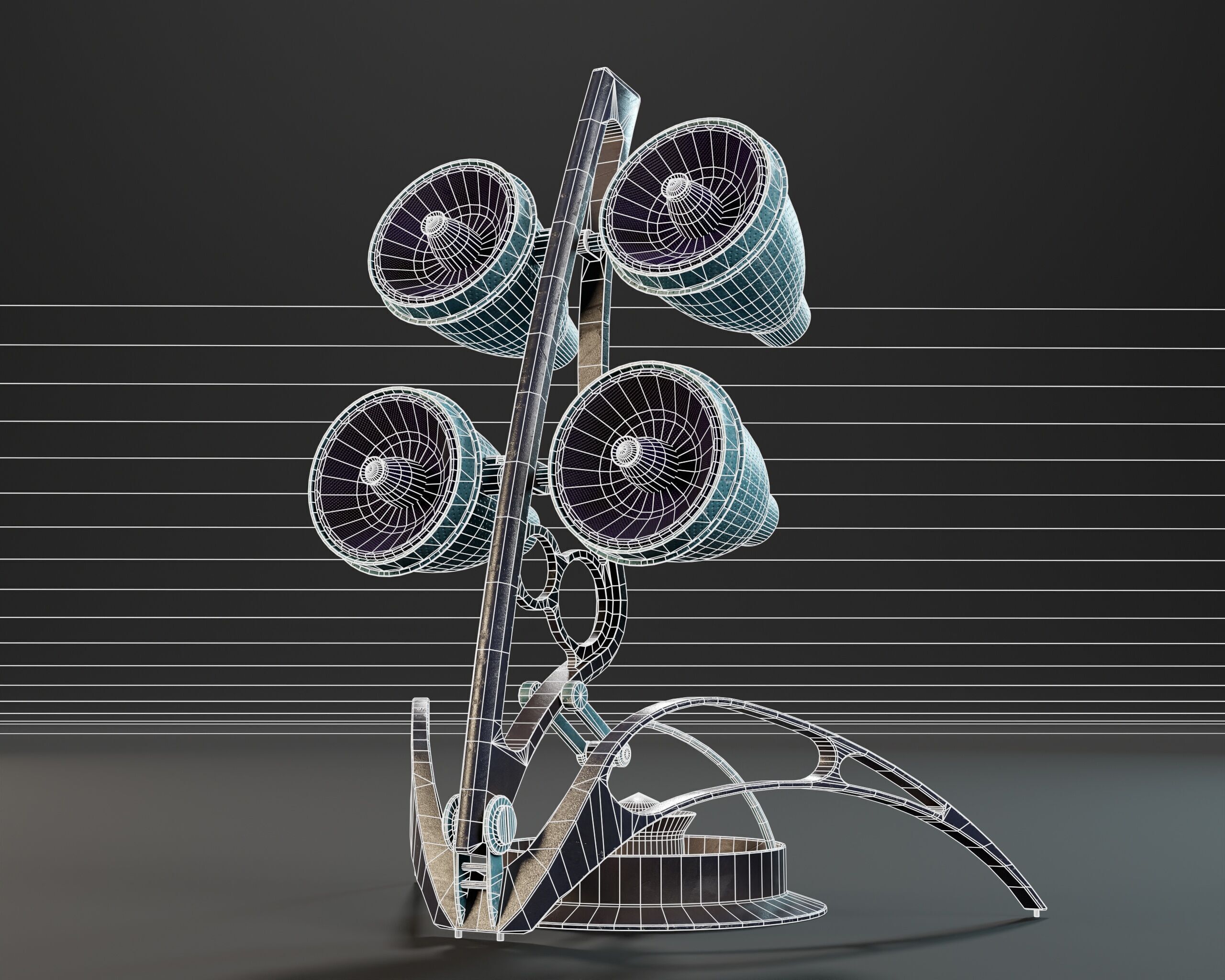 Sci-Fi Nova Wireless Speaker Low-poly 3D model_9