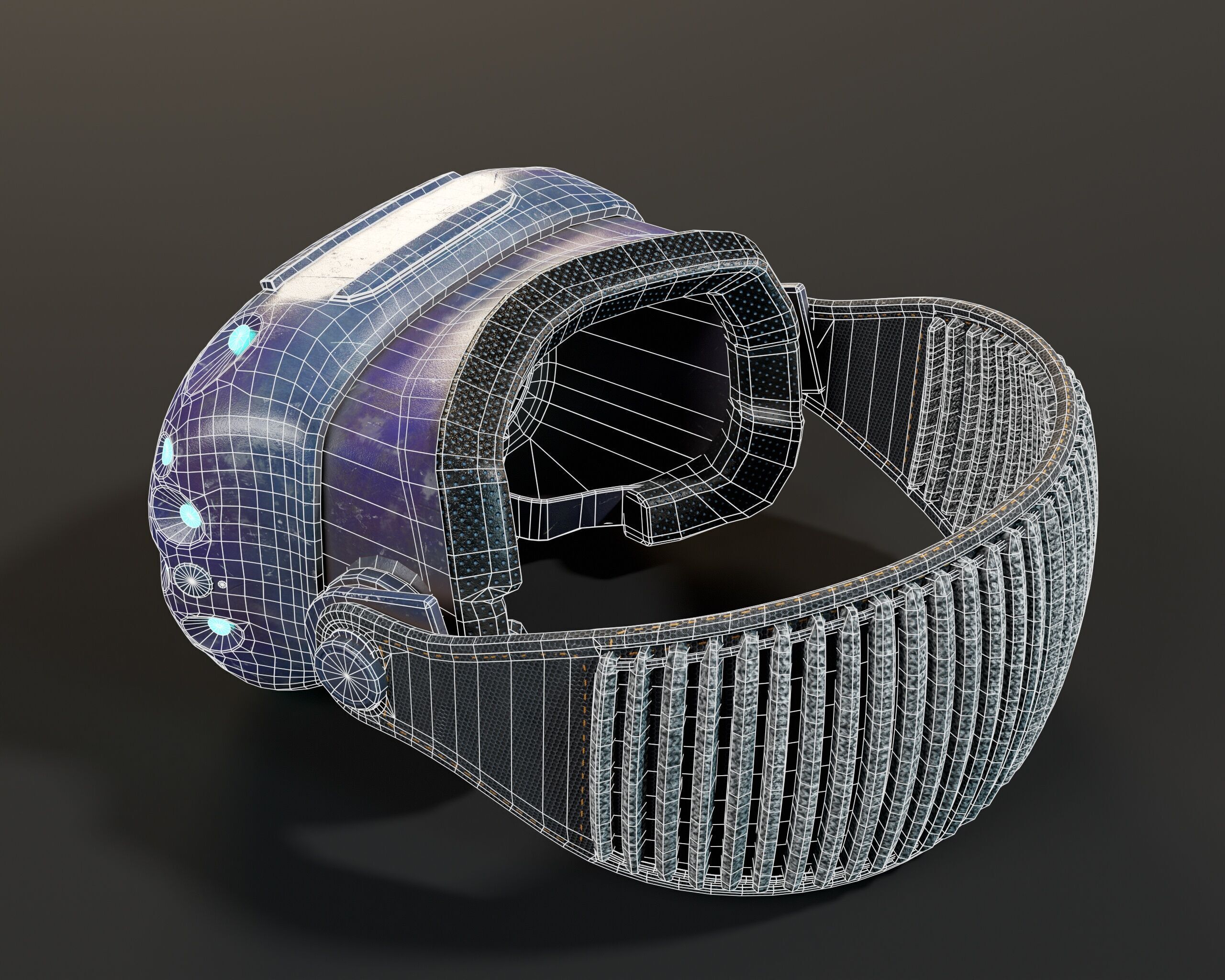 Sci-Fi Nano Hacker Headset Visor MK1 Low-poly 3D model_21