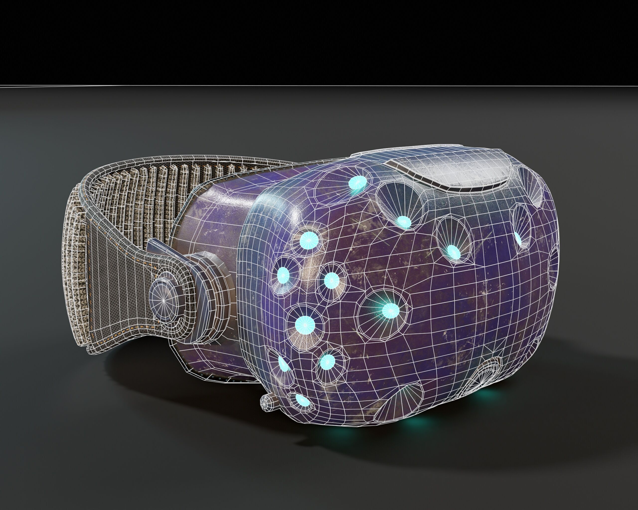 Sci-Fi Nano Hacker Headset Visor MK1 Low-poly 3D model_17