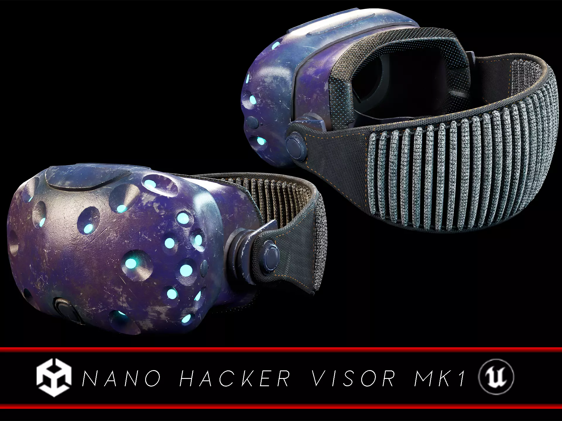 Sci-Fi Nano Hacker Headset Visor MK1 Low-poly 3D model_0