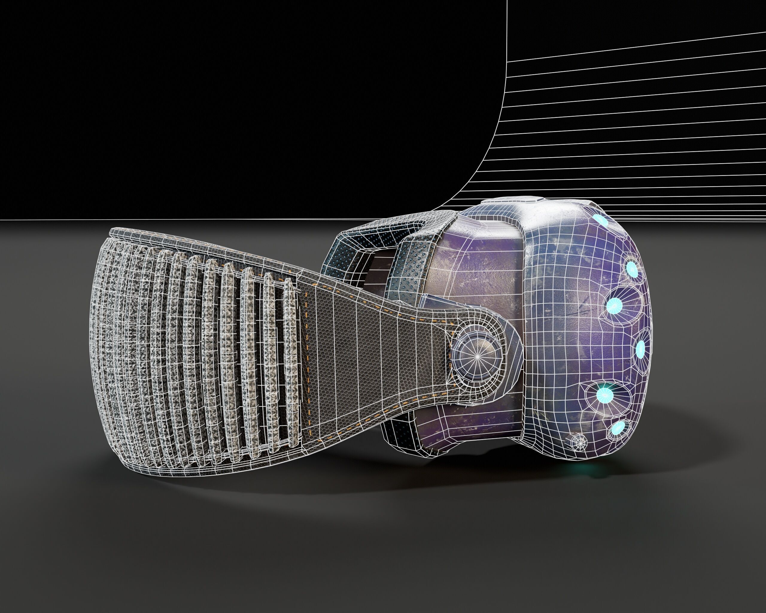 Sci-Fi Nano Hacker Headset Visor MK1 Low-poly 3D model_8