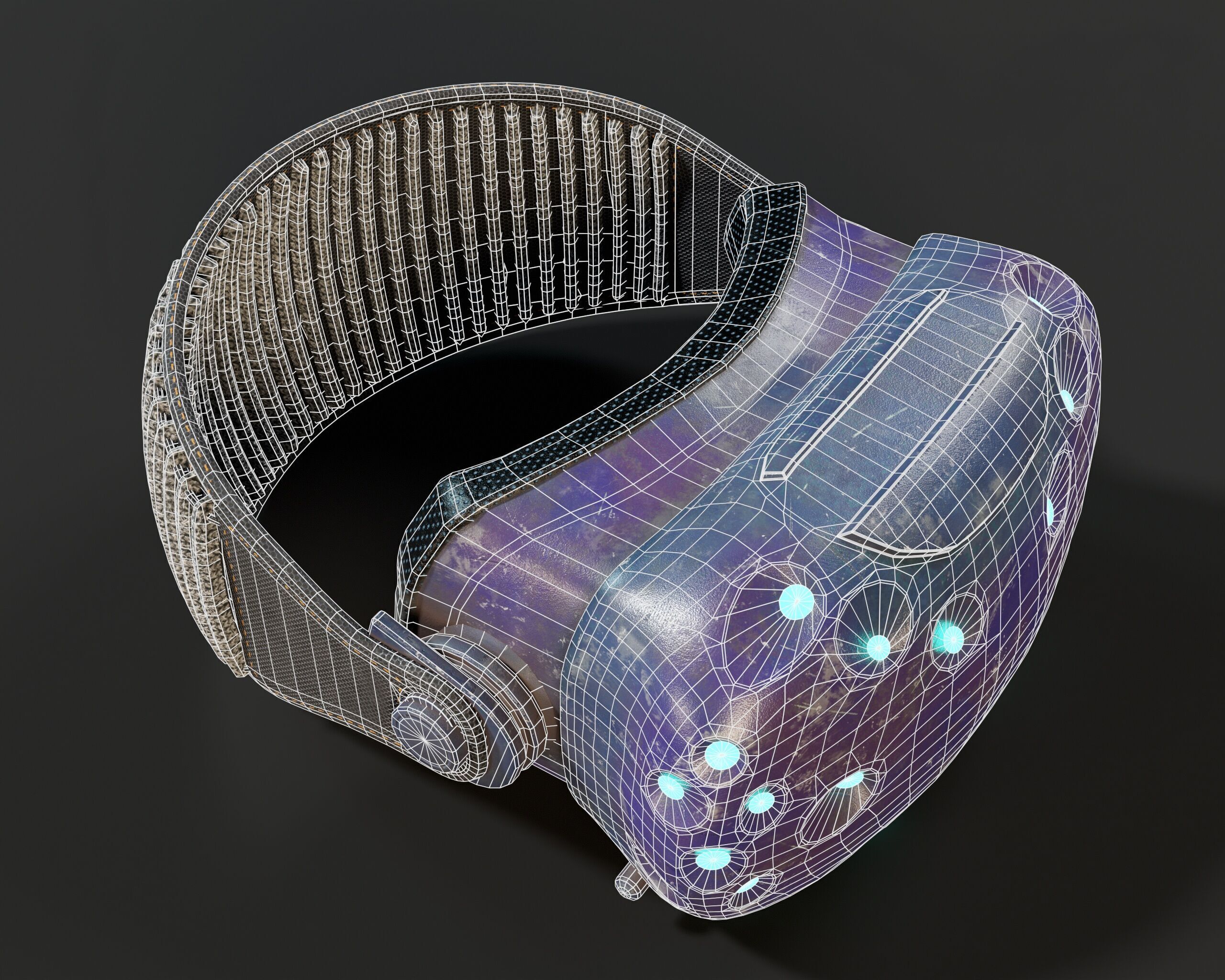 Sci-Fi Nano Hacker Headset Visor MK1 Low-poly 3D model_14