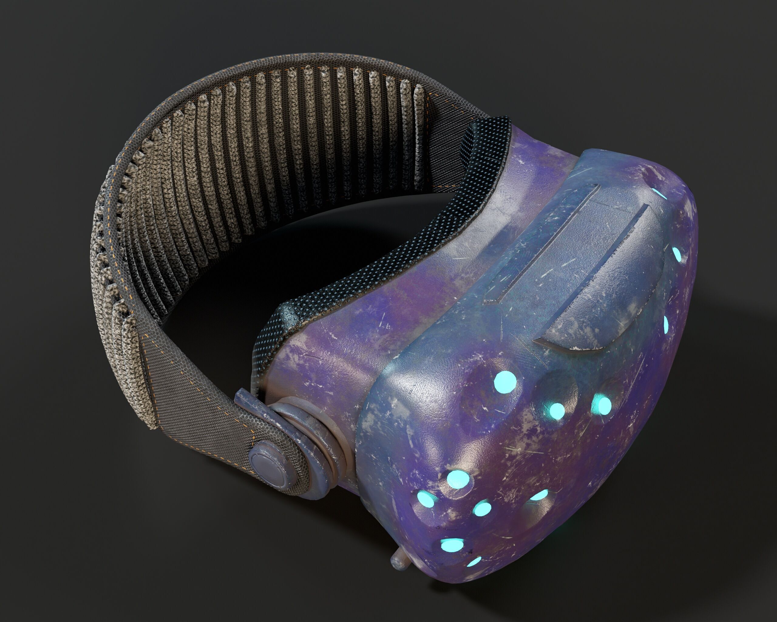 Sci-Fi Nano Hacker Headset Visor MK1 Low-poly 3D model_6