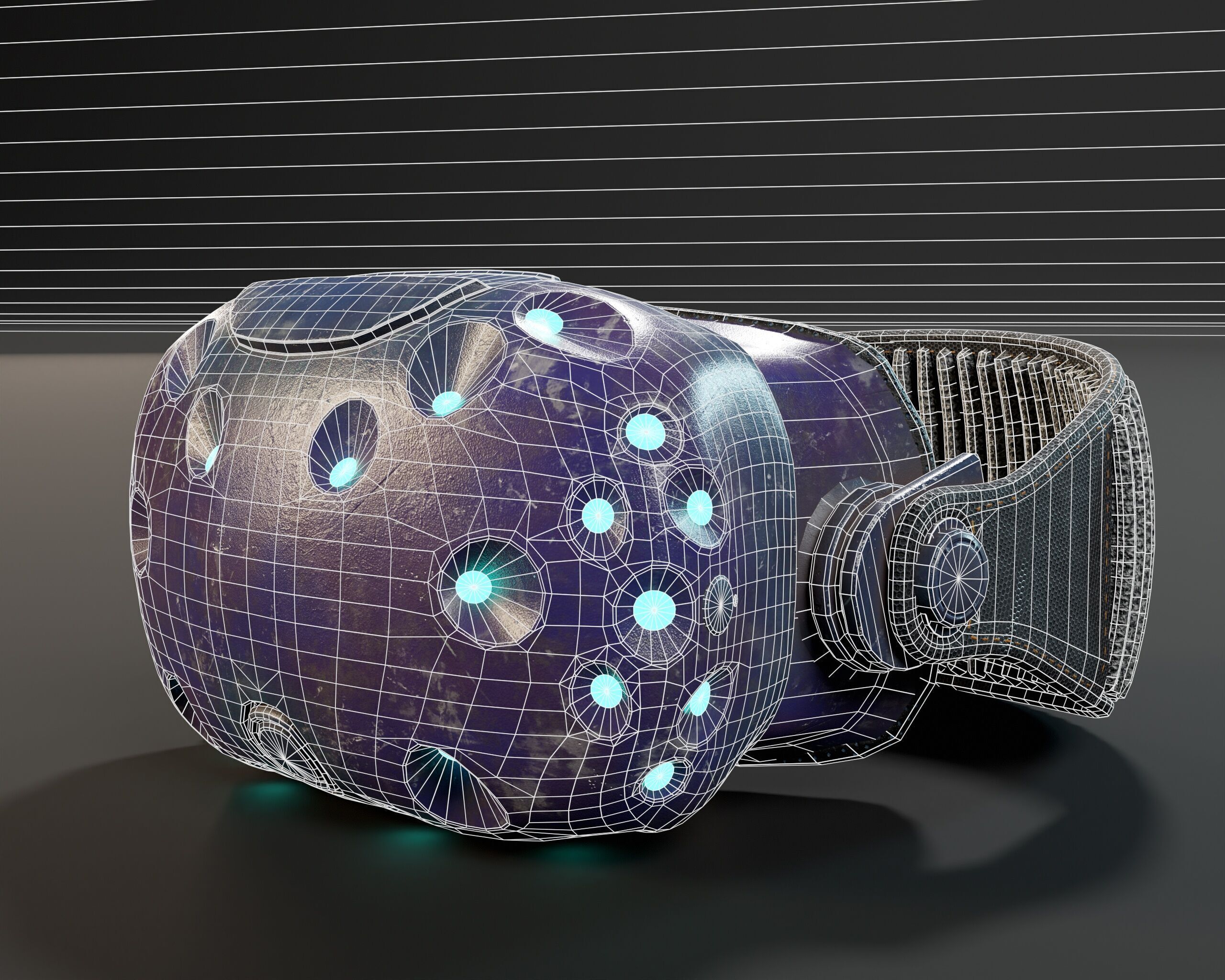 Sci-Fi Nano Hacker Headset Visor MK1 Low-poly 3D model_3