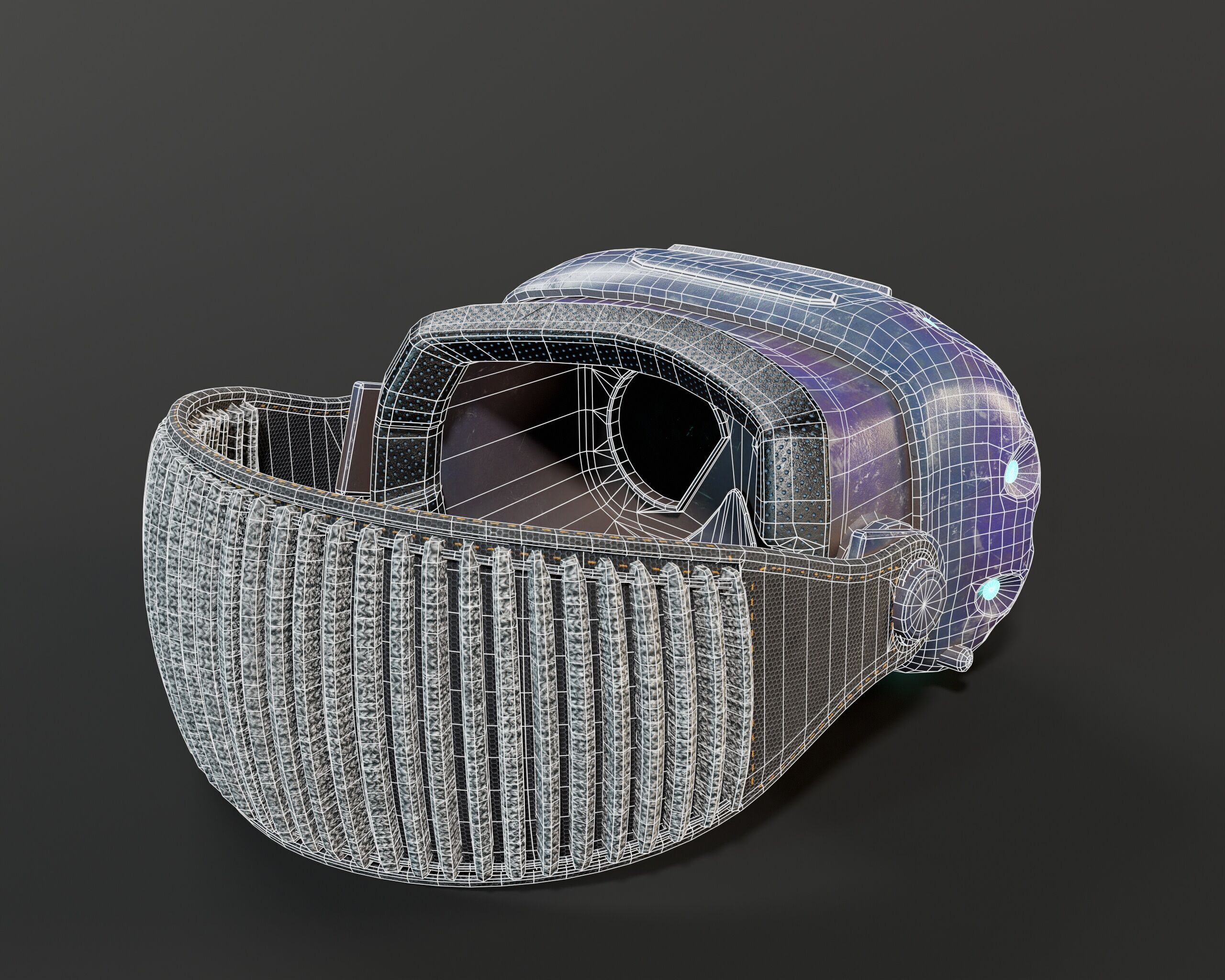 Sci-Fi Nano Hacker Headset Visor MK1 Low-poly 3D model_12