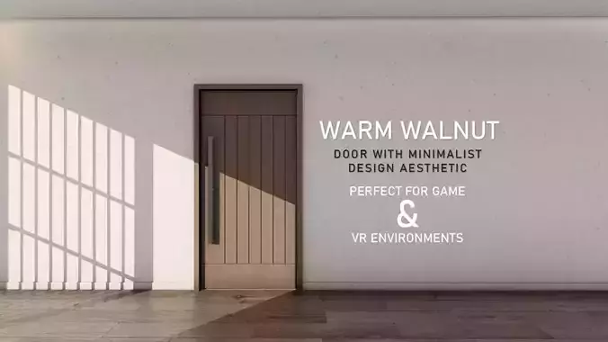 Warm Walnut Door with Minimalist Design Aesthetic 18 Low-poly 3D model