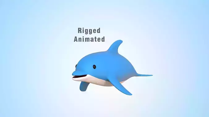 Low Poly - Cartoon Dolphin 2 Rigged 