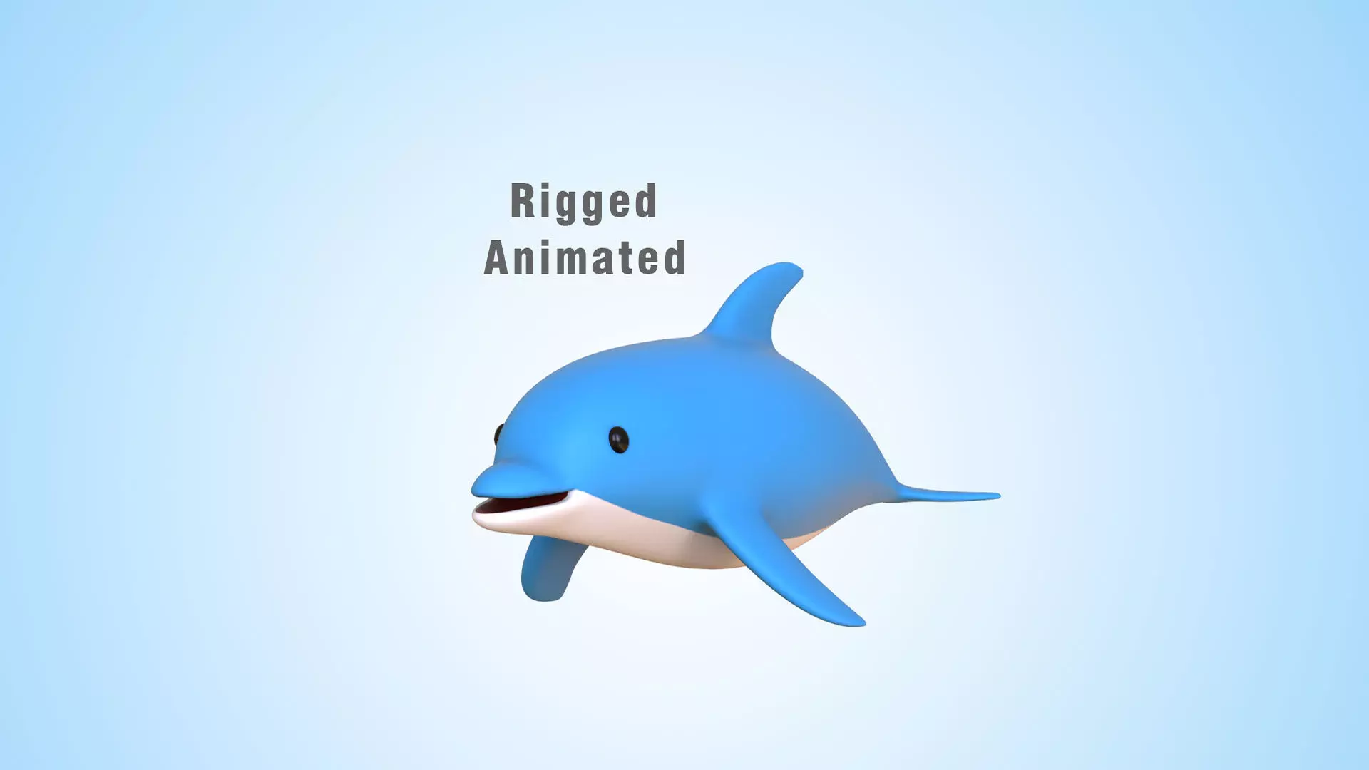 Low Poly - Cartoon Dolphin 2 Rigged  Low-poly 3D model_0