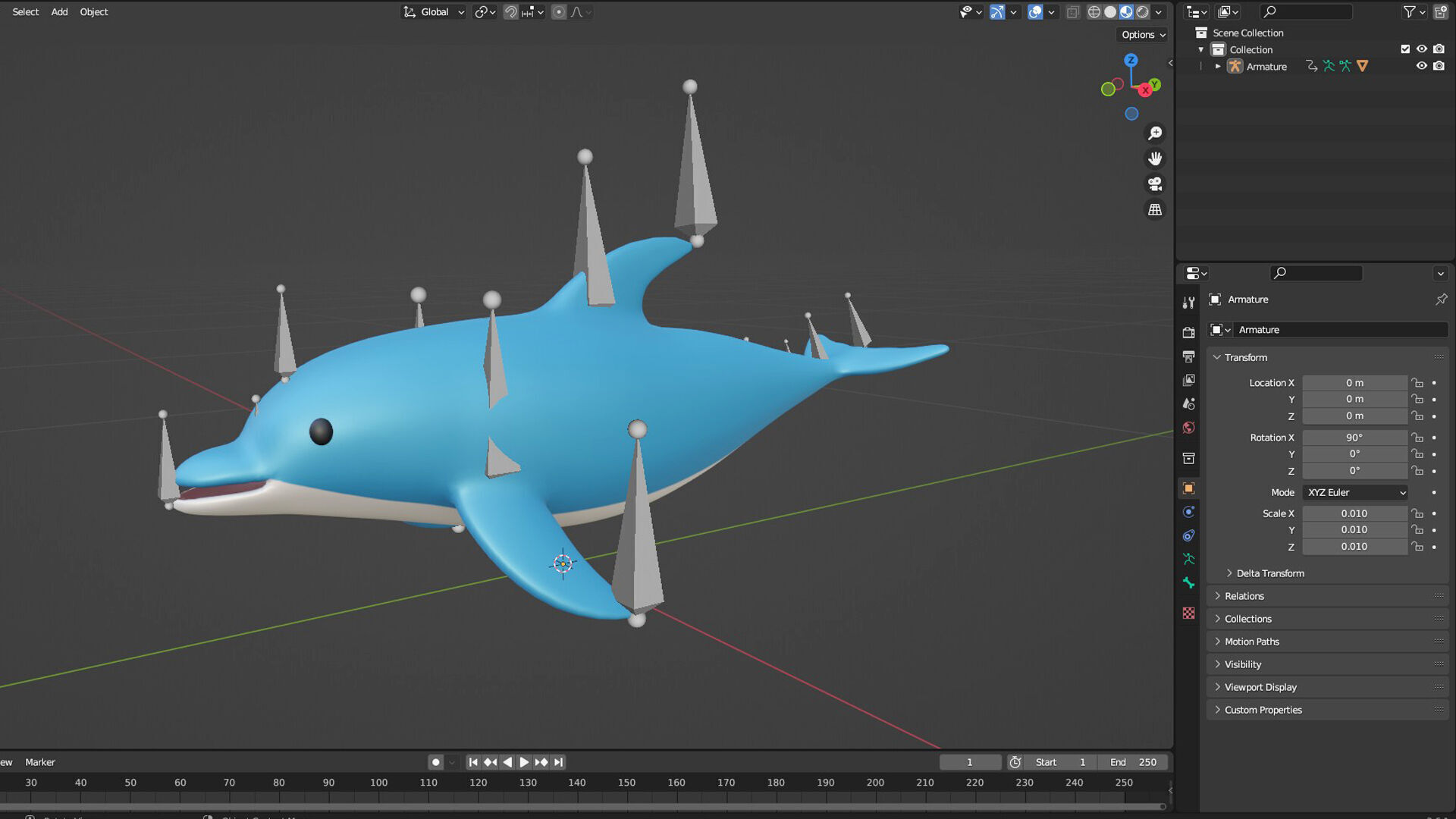 Low Poly - Cartoon Dolphin 2 Rigged  Low-poly 3D model_3