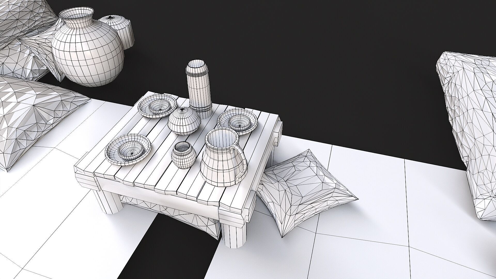 Old Traditional Eastern Nomads Tent 1 Low Poly PBR  Low-poly 3D model_20