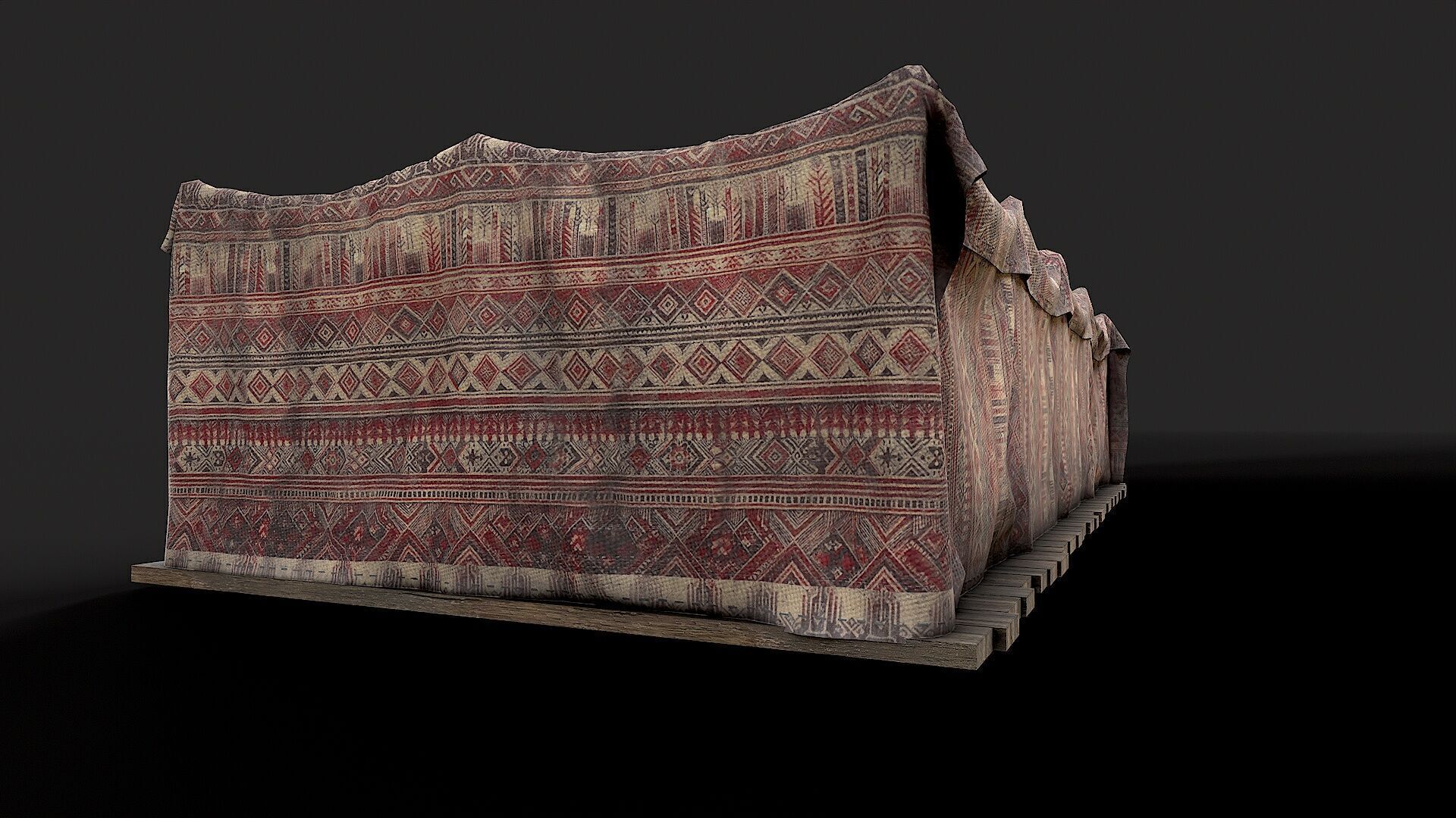 Old Traditional Eastern Nomads Tent 1 Low Poly PBR  Low-poly 3D model_9