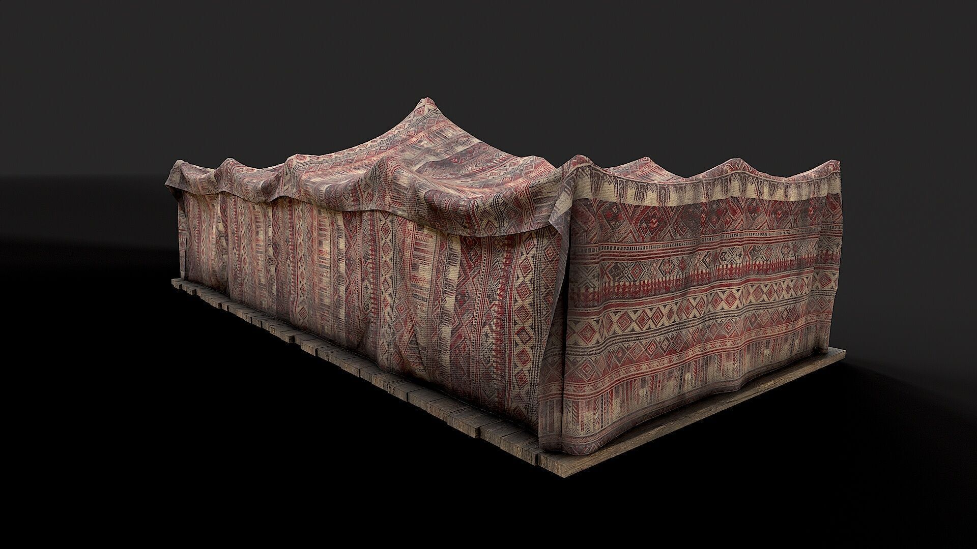 Old Traditional Eastern Nomads Tent 1 Low Poly PBR  Low-poly 3D model_8