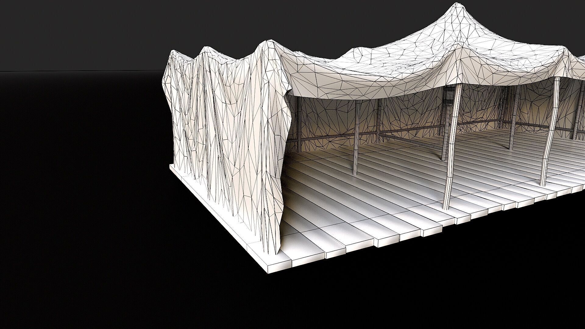 Old Traditional Eastern Nomads Tent 1 Low Poly PBR  Low-poly 3D model_18