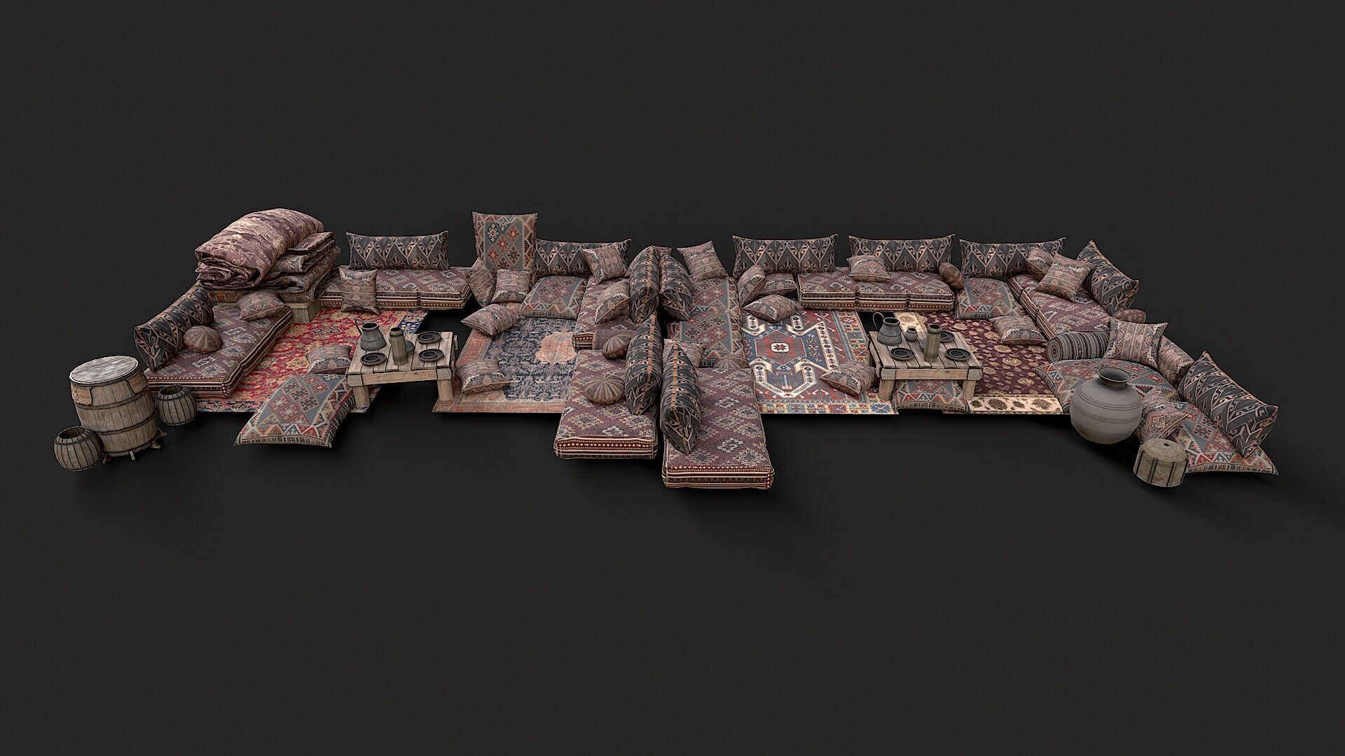 Old Traditional Eastern Nomads Tent 1 Low Poly PBR  Low-poly 3D model_3