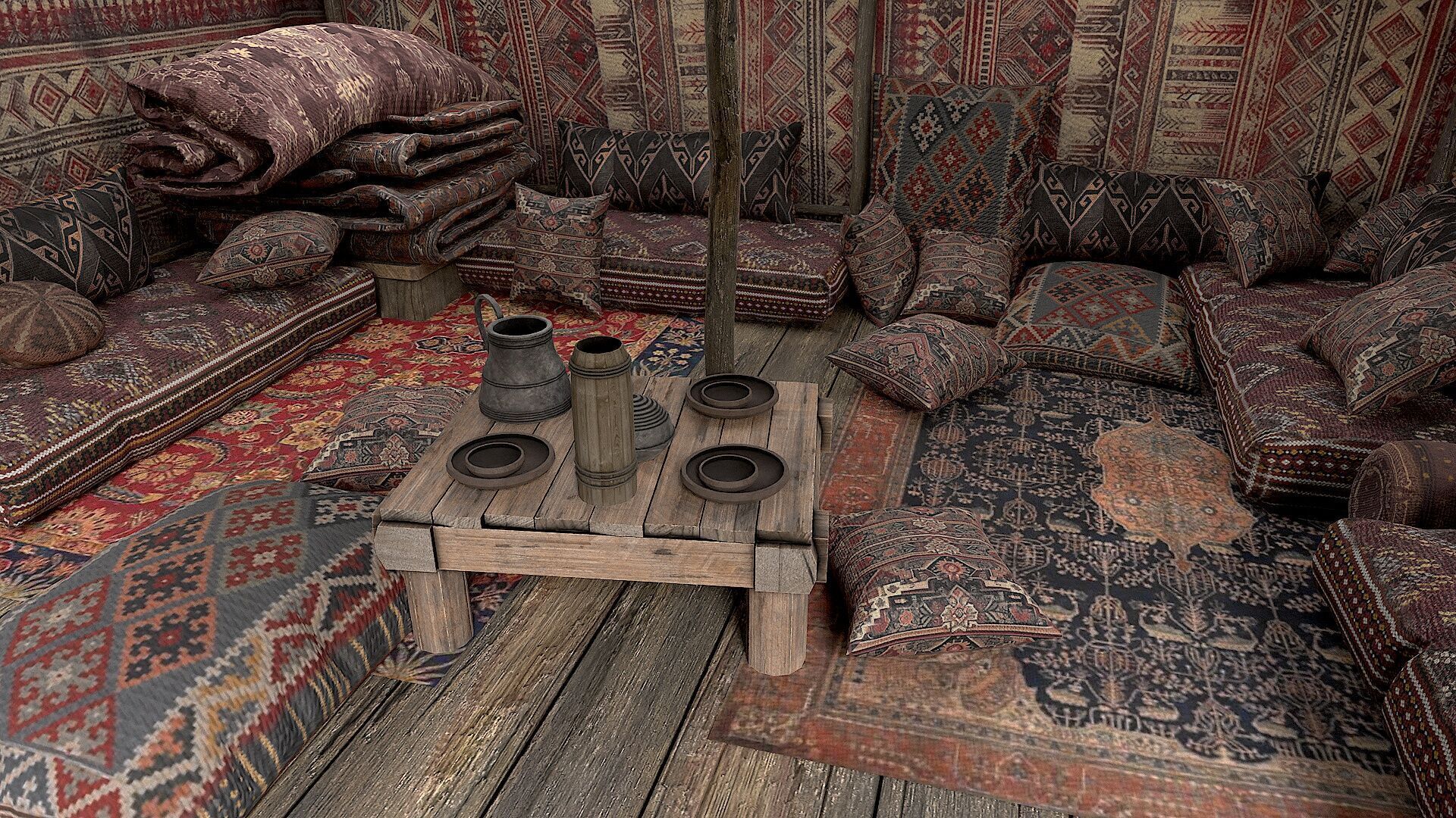 Old Traditional Eastern Nomads Tent 1 Low Poly PBR  Low-poly 3D model_15