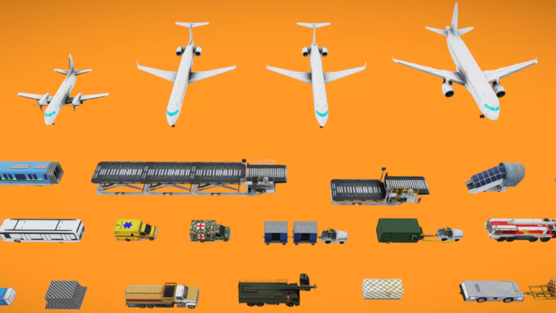 Airport Vechiles Low-poly 3D model_0