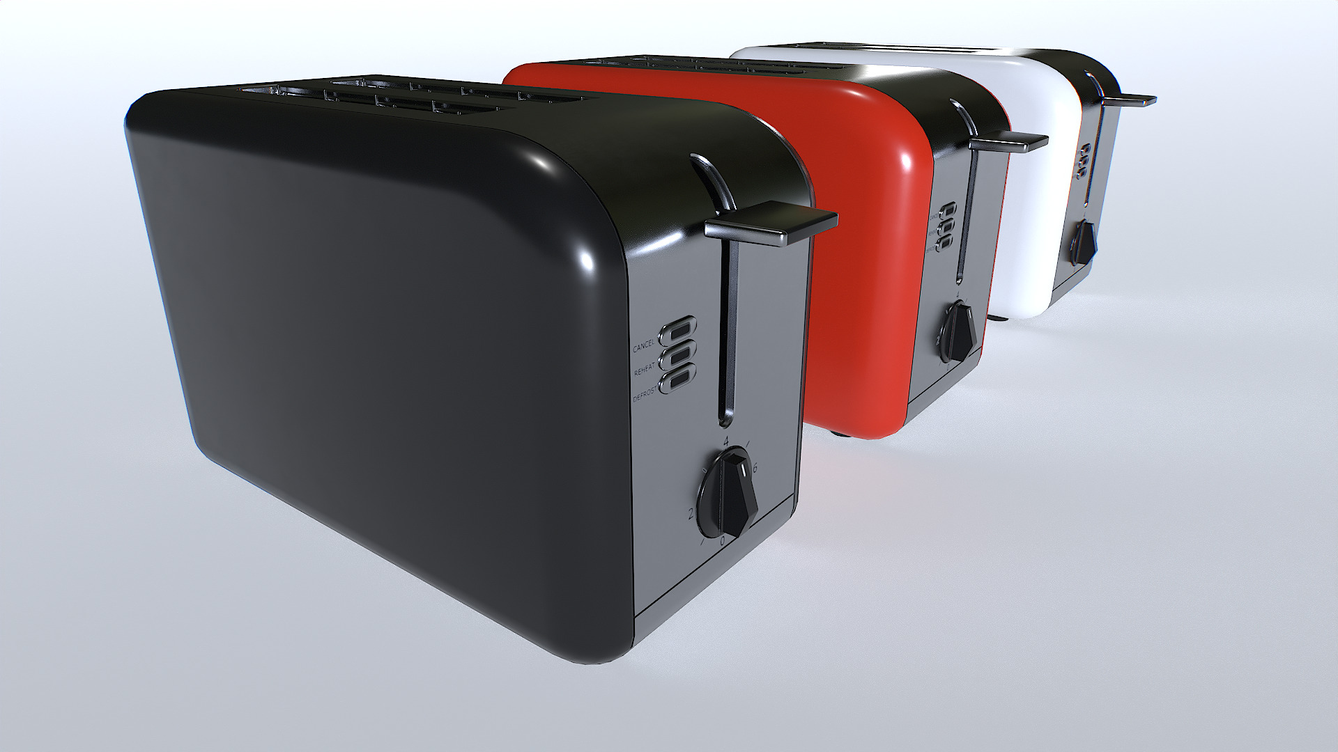 Toaster set 1 Low-poly 3D model_2