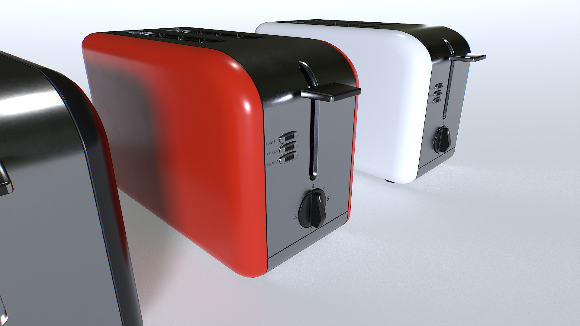 Toaster set 1 Low-poly 3D model_3