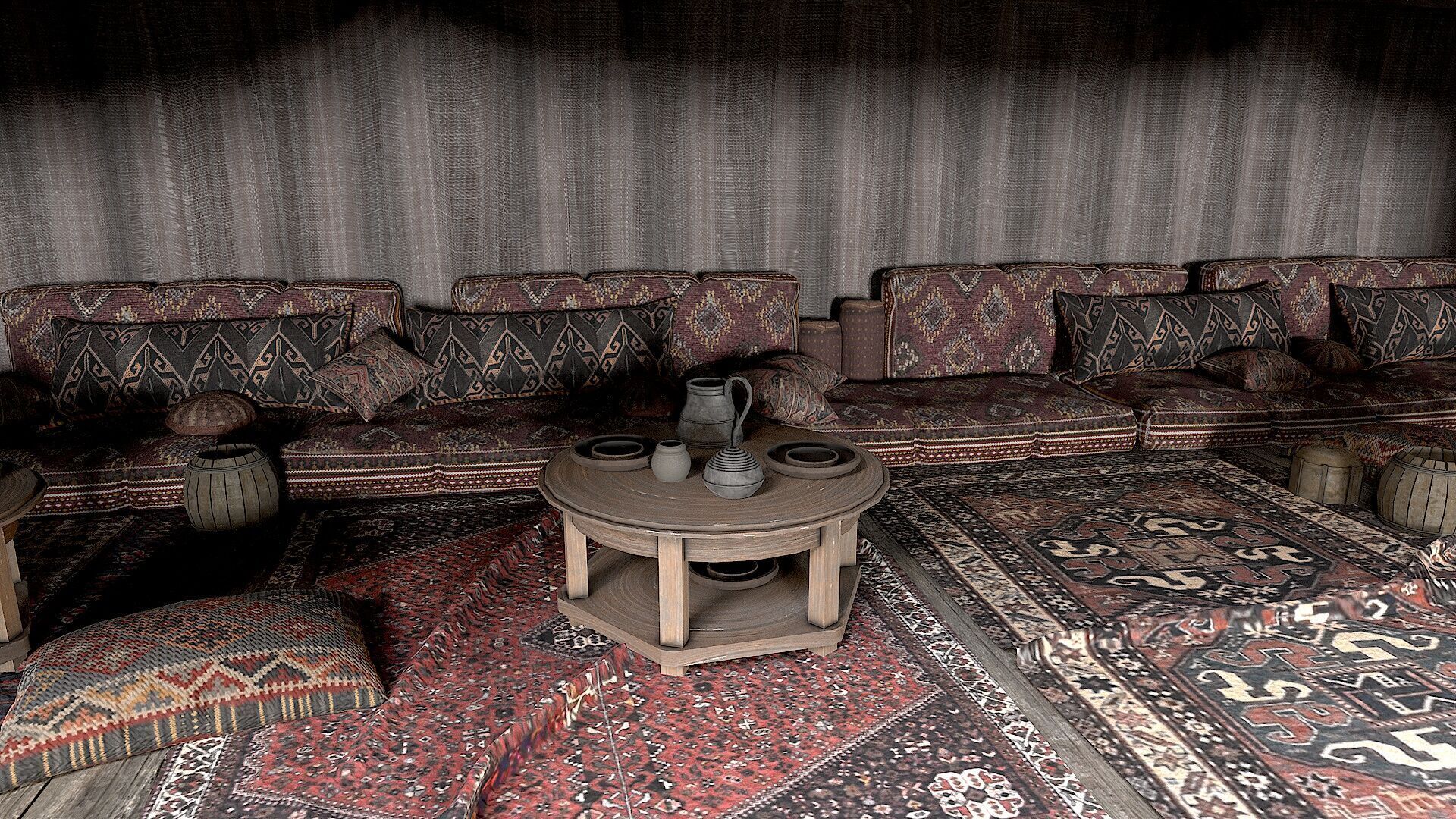 Old Traditional Eastern Nomads Tent 2 Low Poly PBR Low-poly 3D model_12