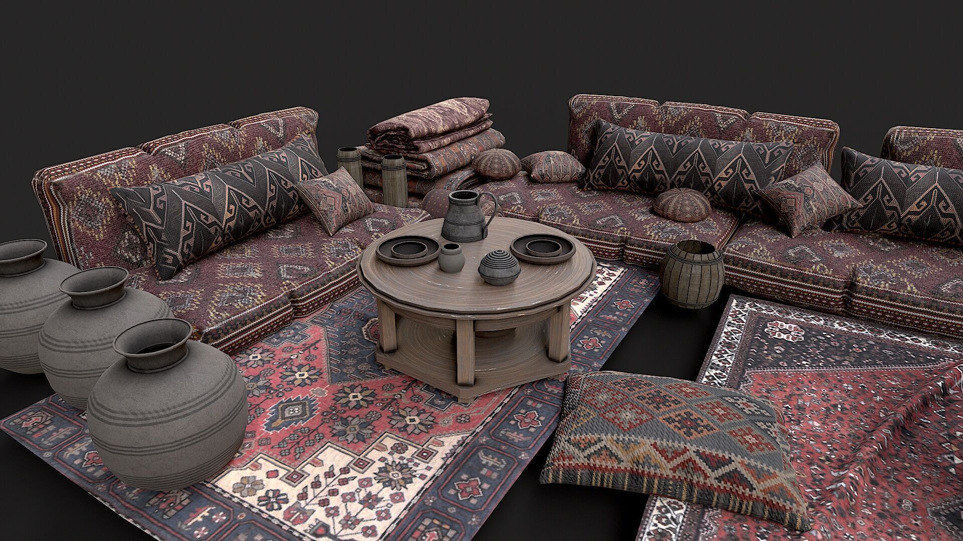 Old Traditional Eastern Nomads Tent 2 Low Poly PBR Low-poly 3D model_8