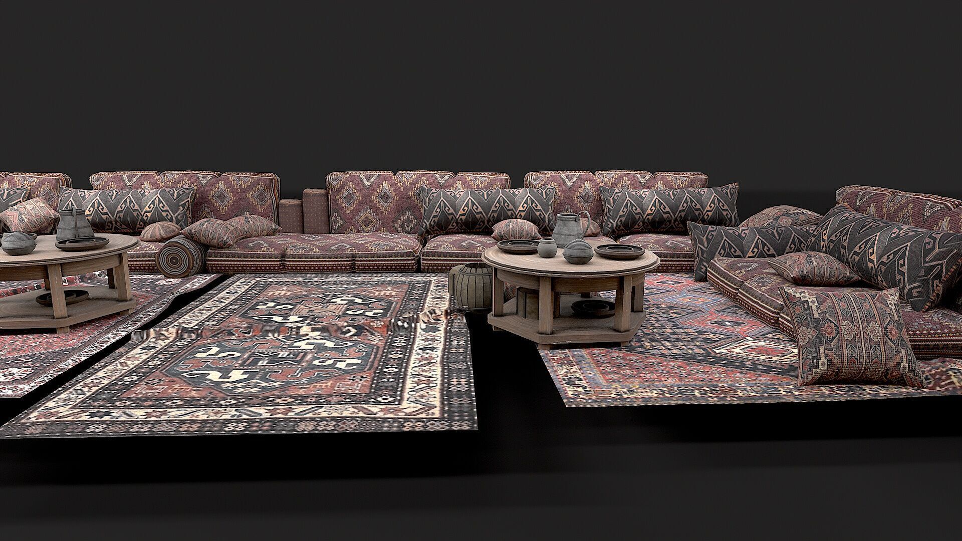 Old Traditional Eastern Nomads Tent 2 Low Poly PBR Low-poly 3D model_13