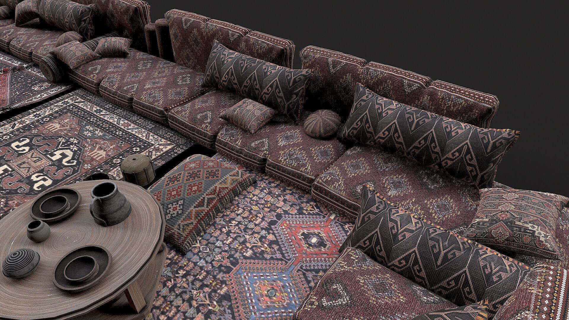 Old Traditional Eastern Nomads Tent 2 Low Poly PBR Low-poly 3D model_9