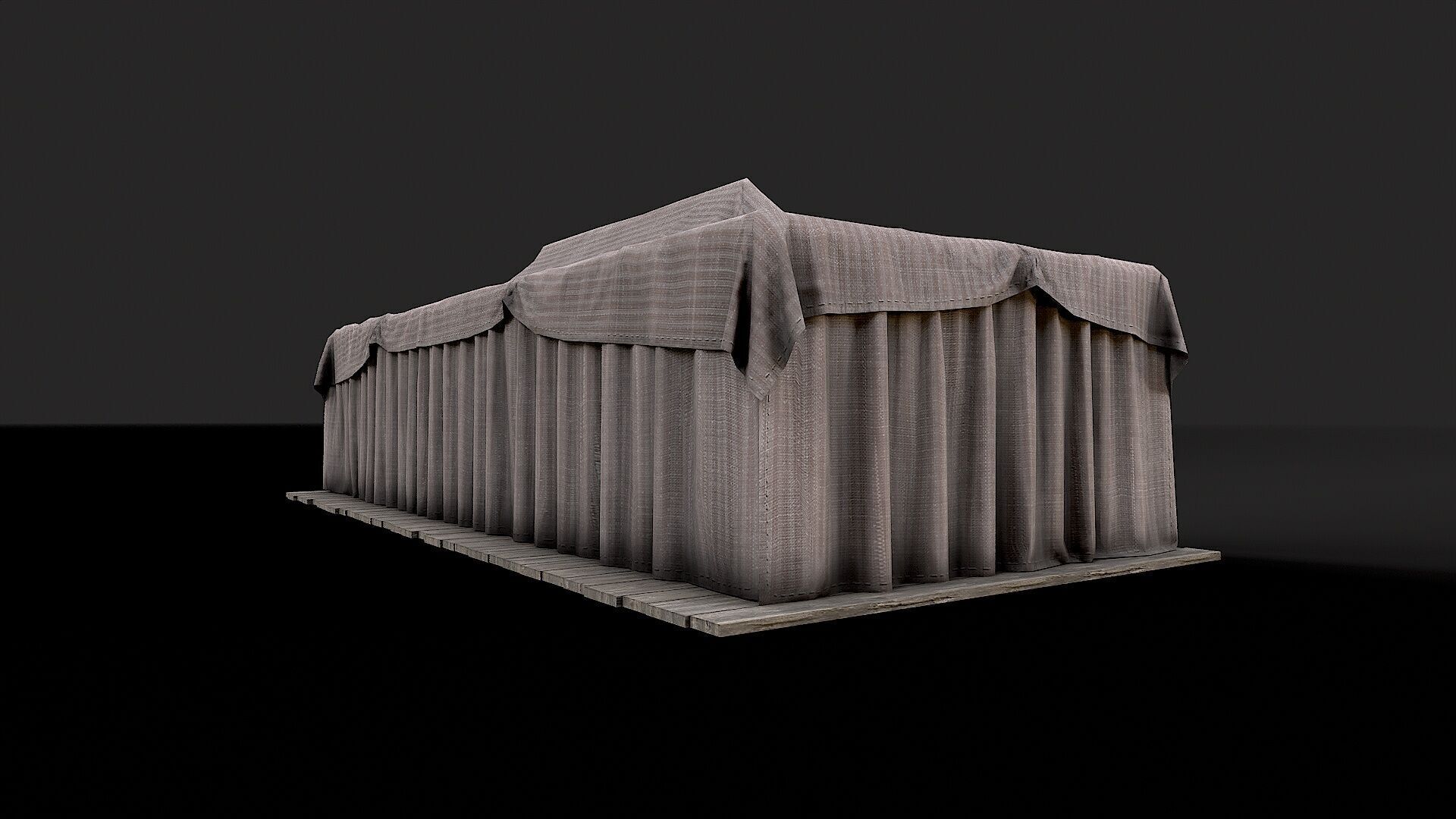 Old Traditional Eastern Nomads Tent 2 Low Poly PBR Low-poly 3D model_5